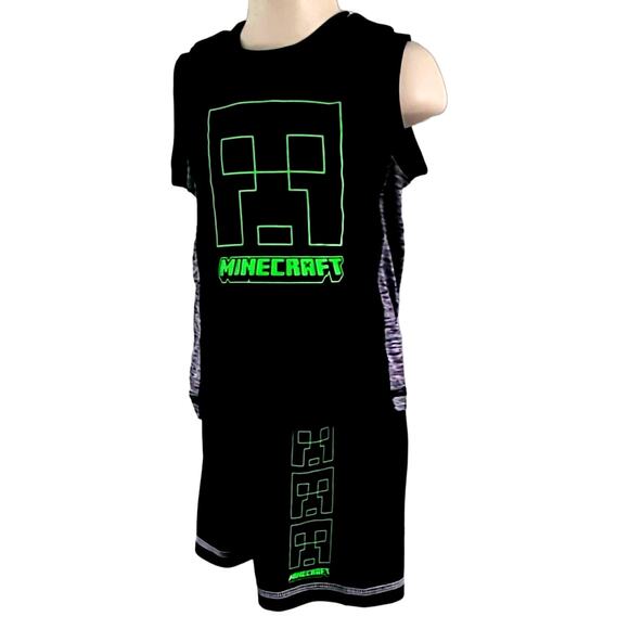 NWT Minecraft Toddler Boys' Creeper 2-Piece Set Size 2T Black, Green - Picture 4 of 6